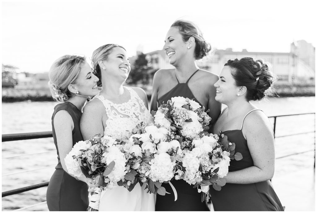 Bridesmaids with the Boston Skyline
