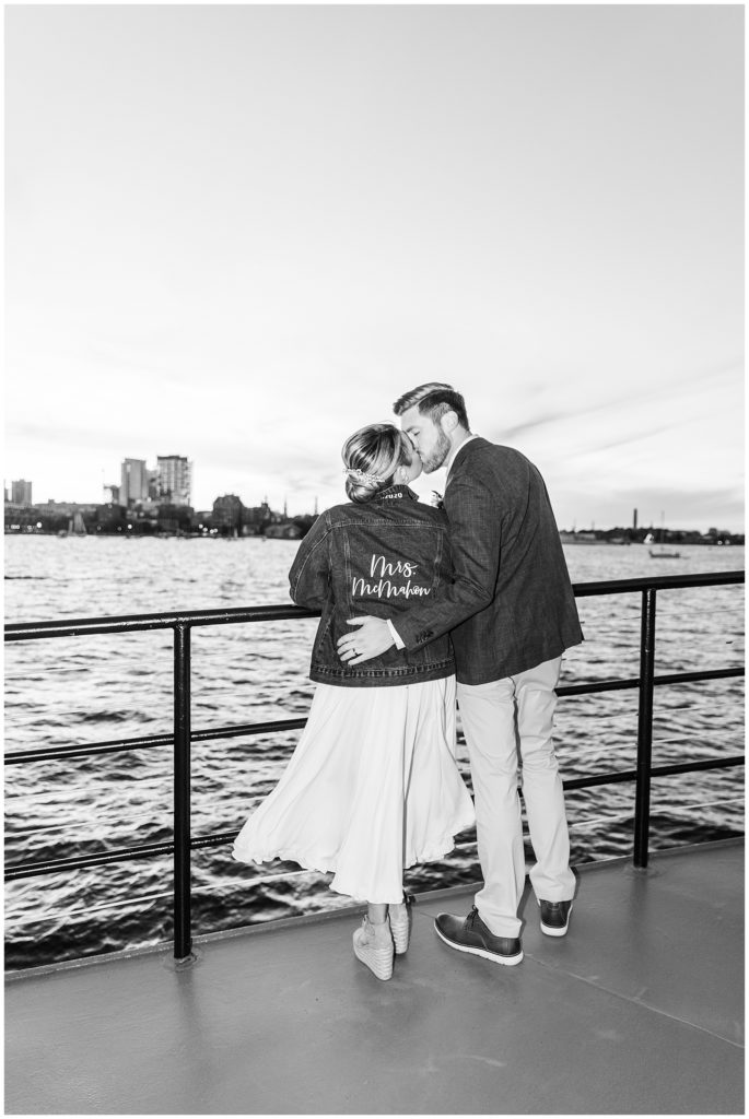 Bride and groom boston harbor portraits