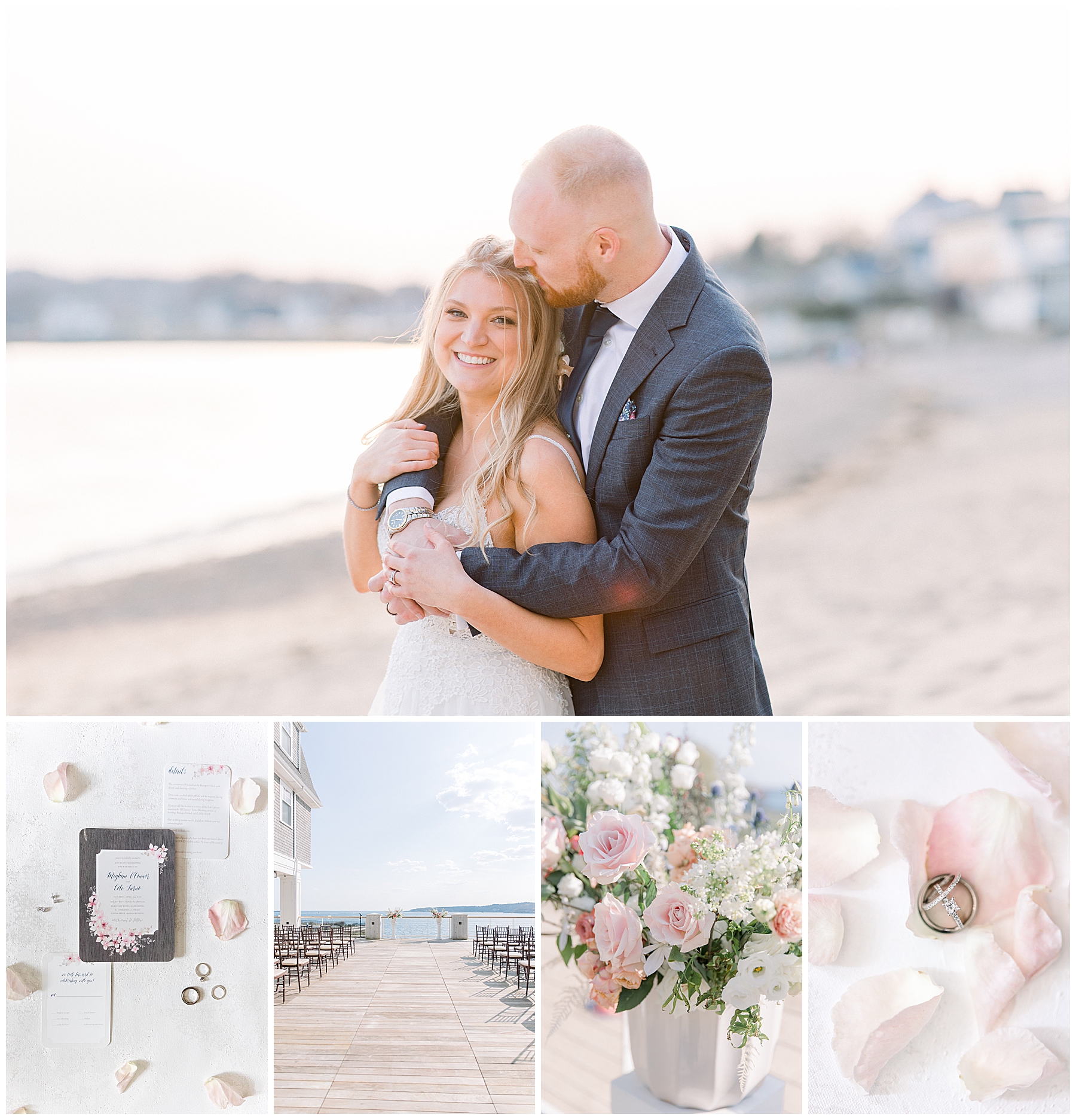 Romantic waterfront Beauport Hotel wedding day in Gloucester MA