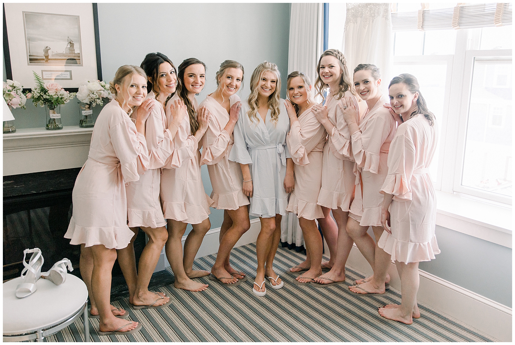 Bridal party gets ready for wedding at Beauport Hotel in Gloucester MA photographed by Stephanie Berenson