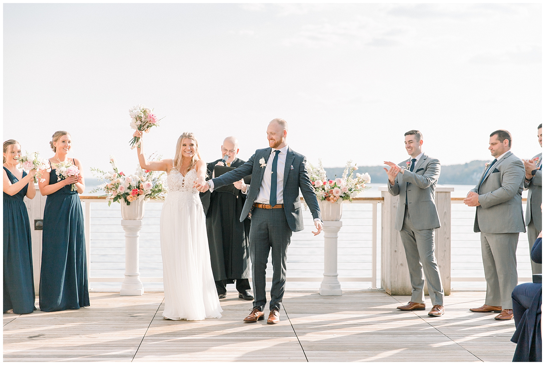 newlyweds after Gloucester MA wedding ceremony captured by Chelsea Morton Photography