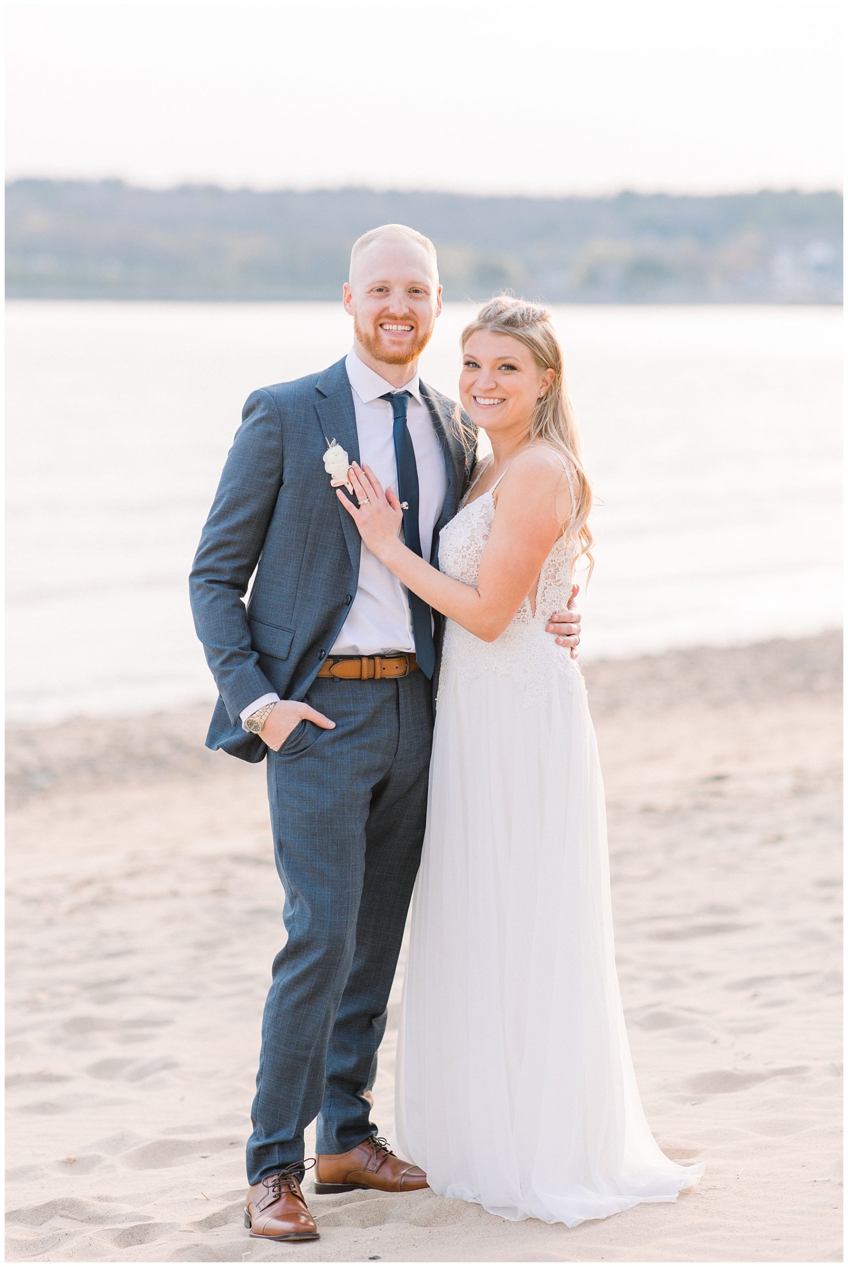 Bride and groom on the beach at Beauport Hotel wedding