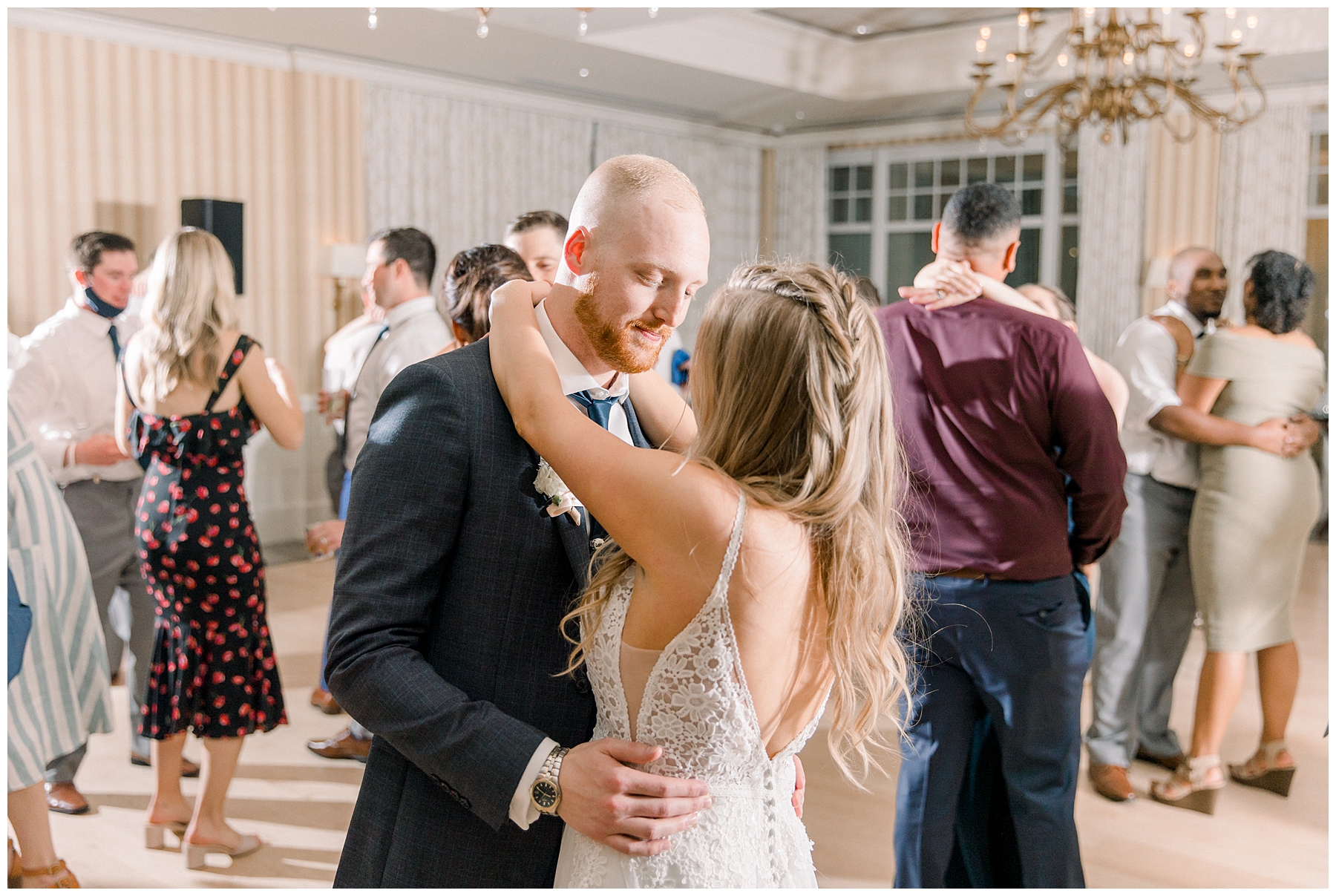 husband + wife dance at wedding reception