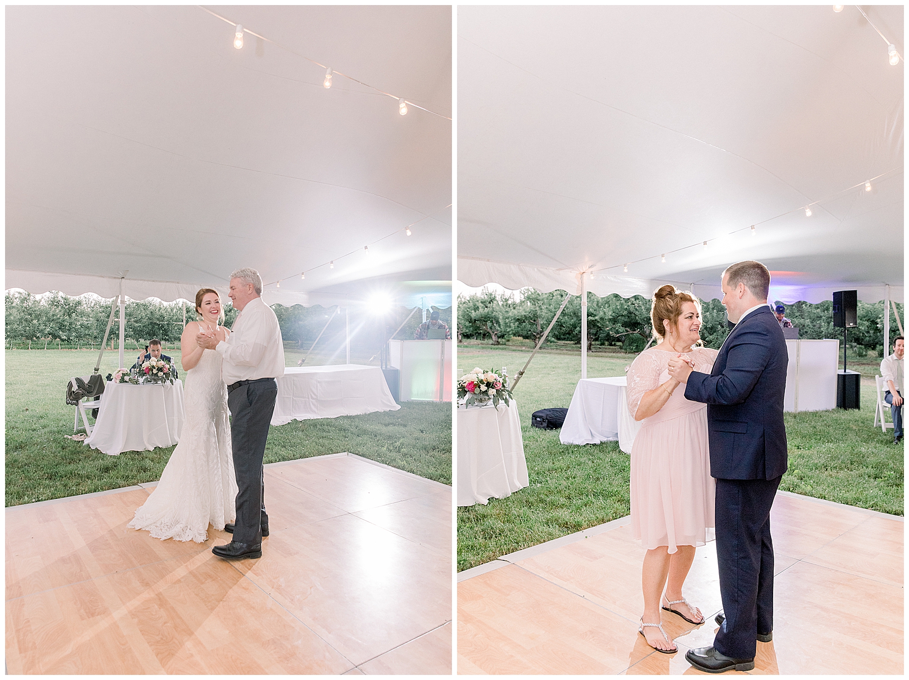 bride dancing with her dad and groom dancing with mother at Ct wedding
