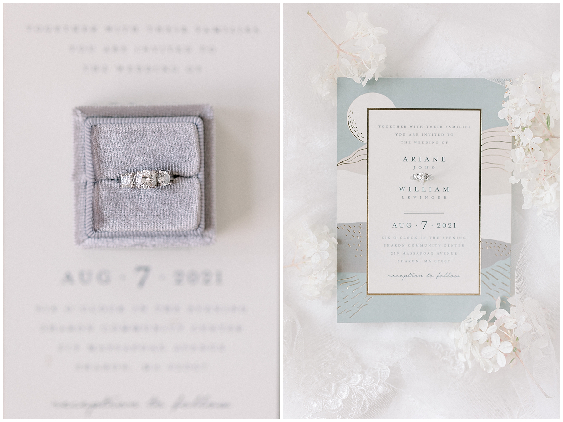 wedding invitations and wedding ring from Sharon Ma wedding