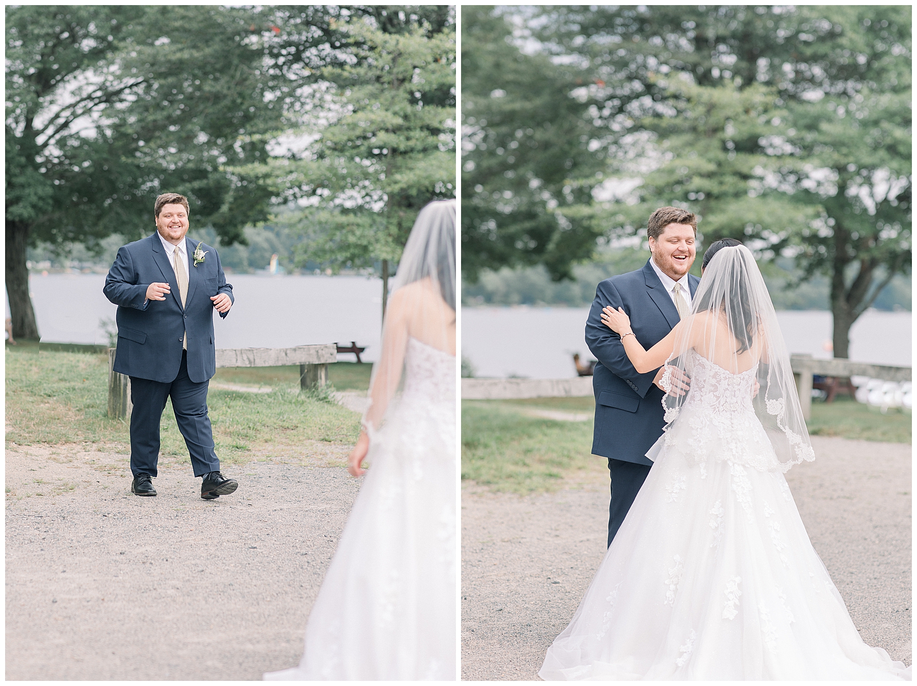 first look between bride + groom 