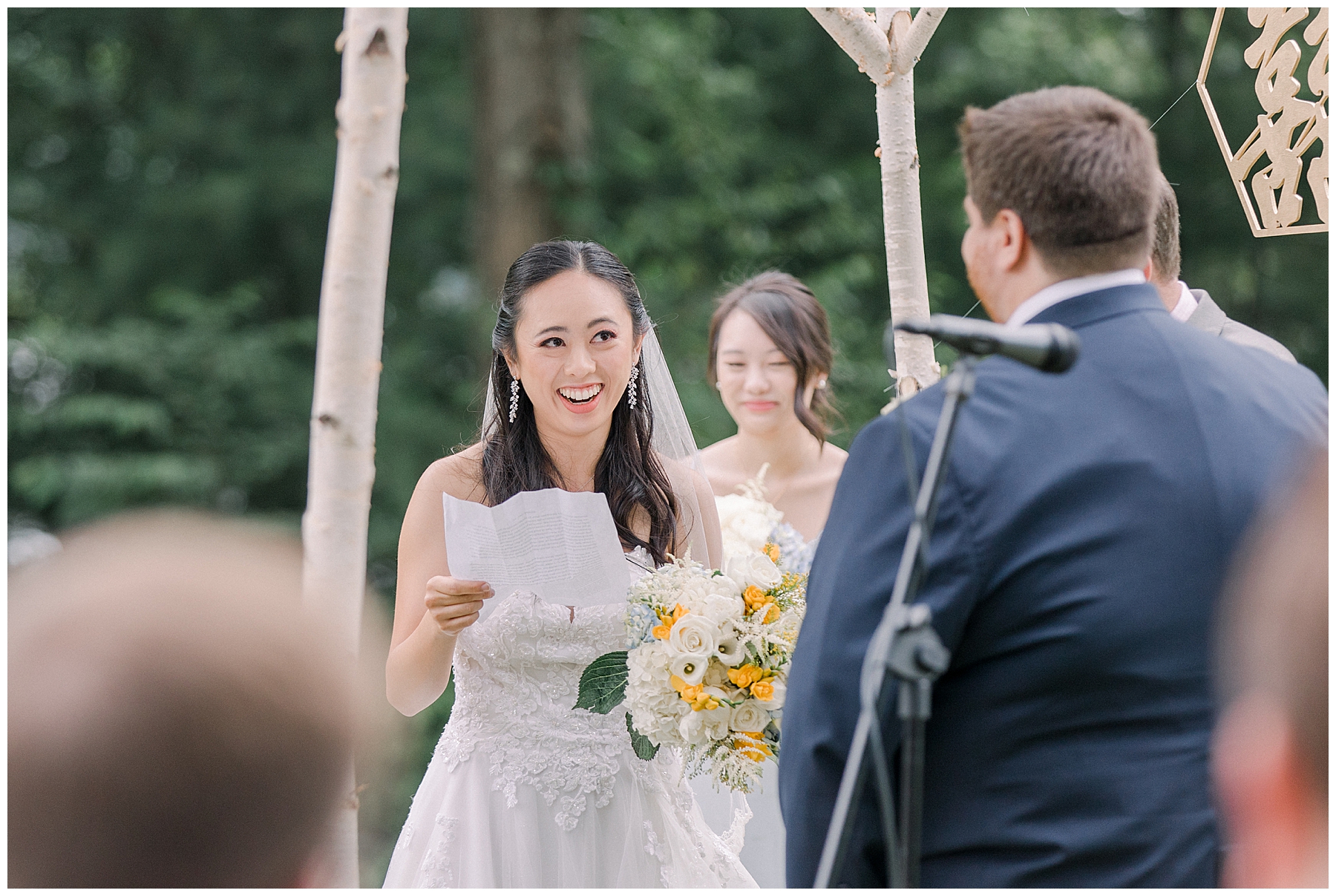 bride giving her wedding vows