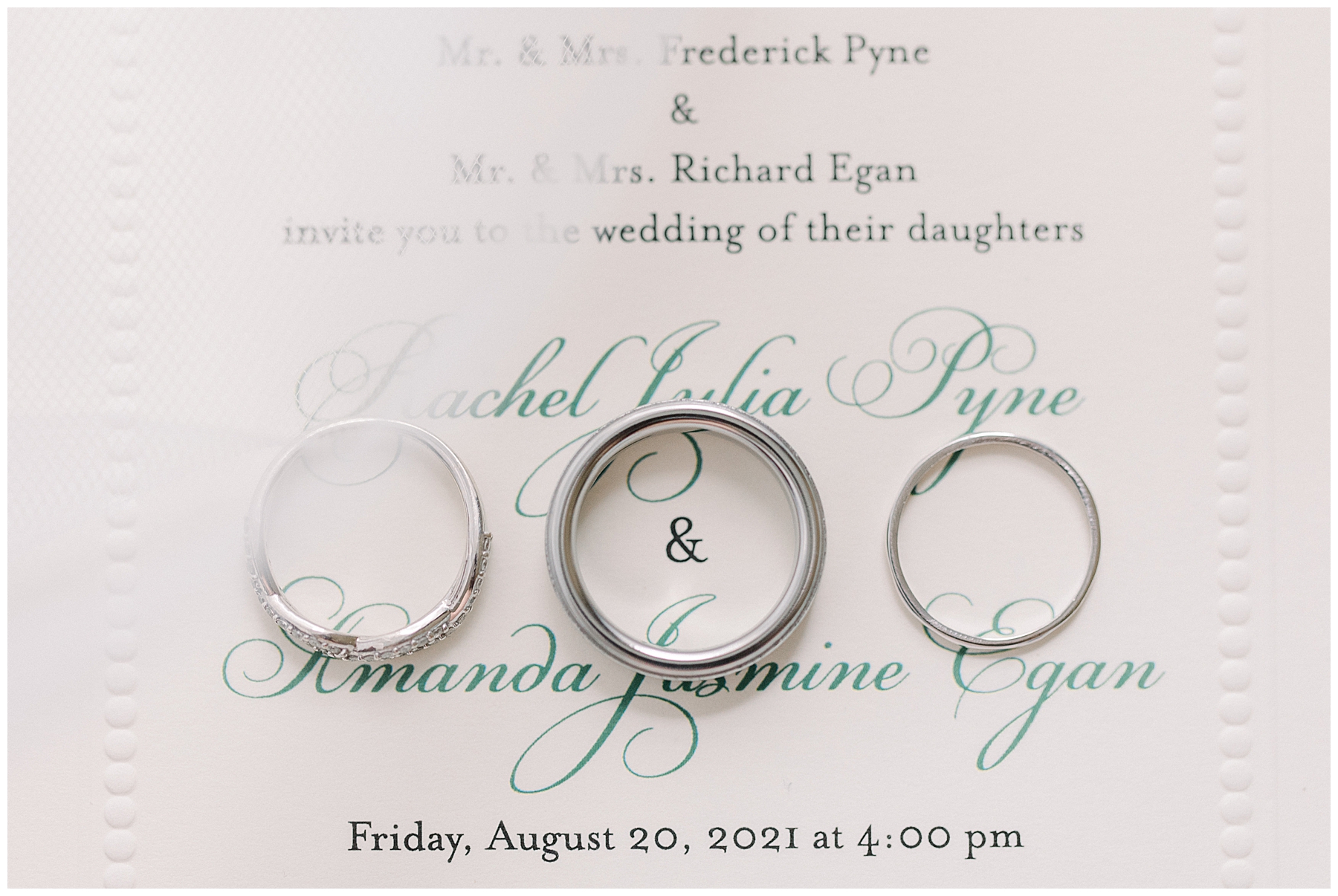 wedding rings and invitations from MA wedding