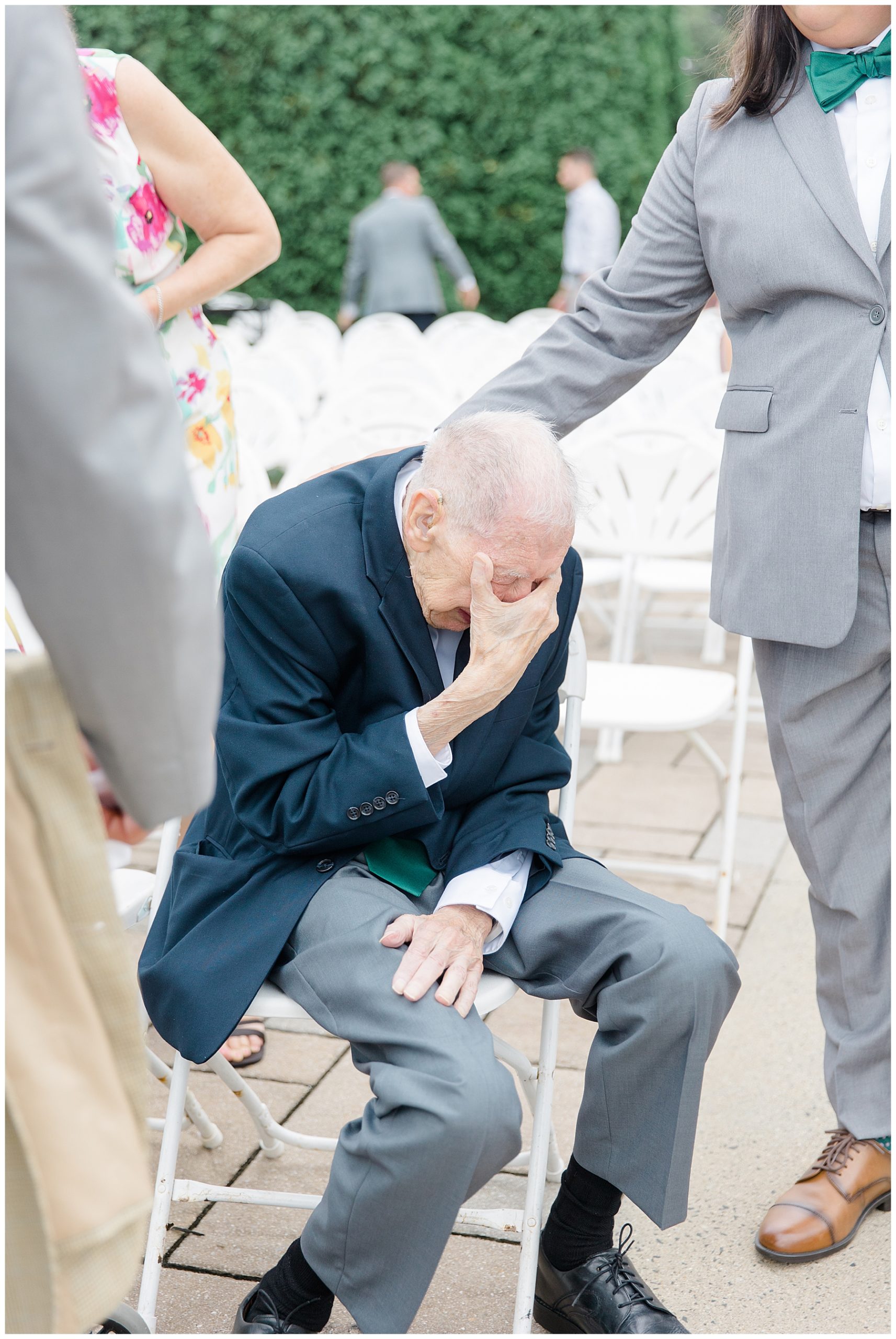 family member gets emotional at wedding ceremony