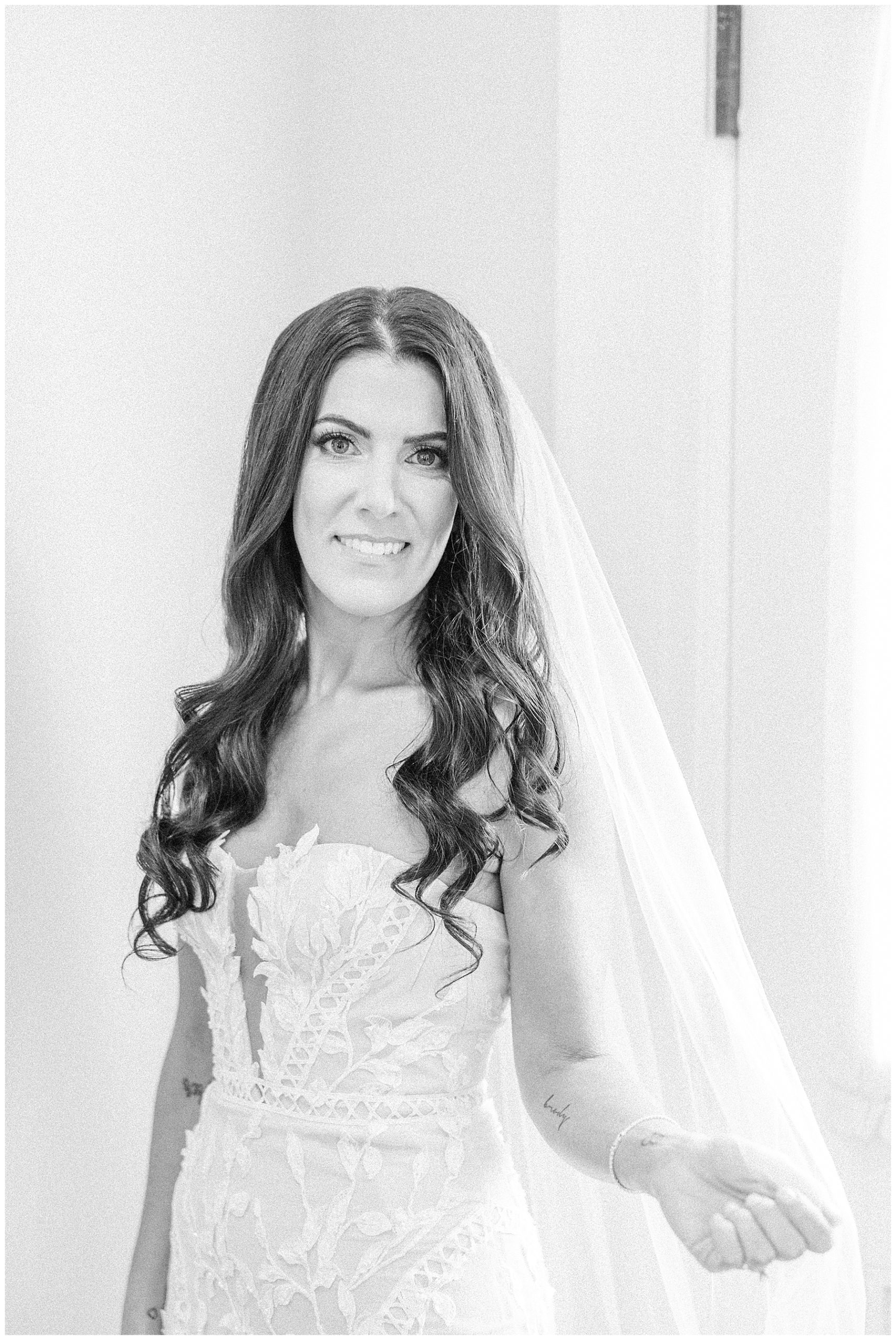 bride portrait in black and white