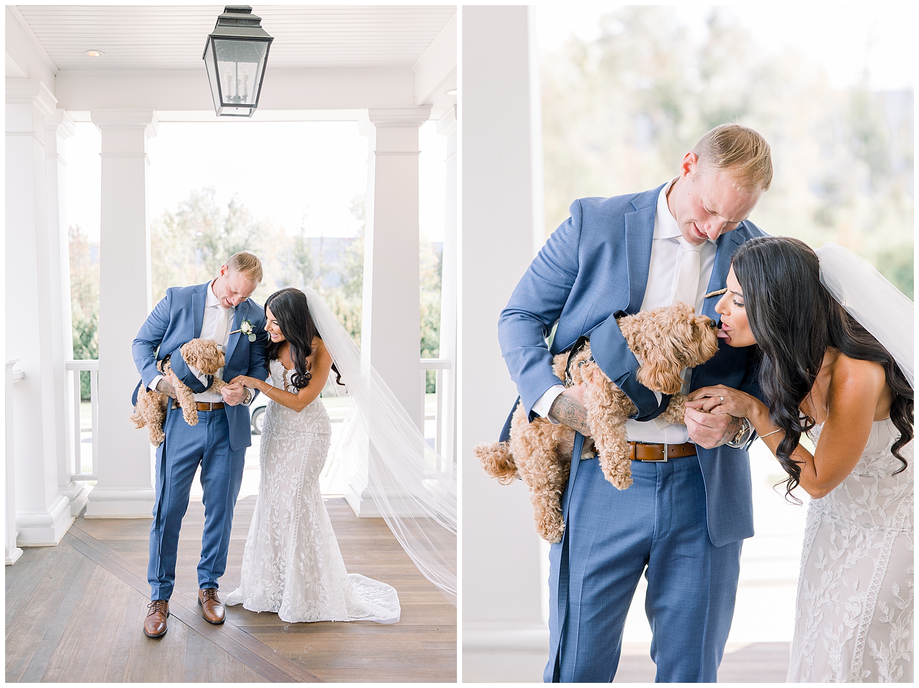 couple with their dog and ring bearer brody