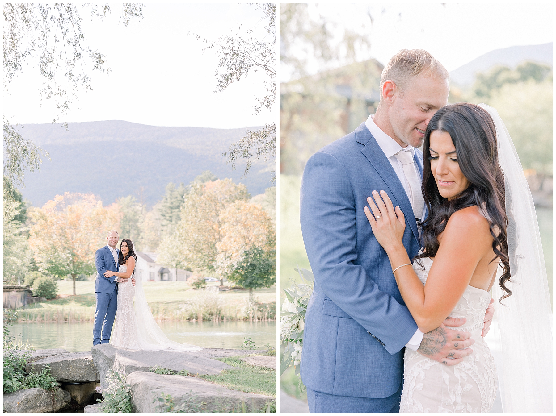 bride and groom portraits at Kimpton Taconic Hotel in vermont