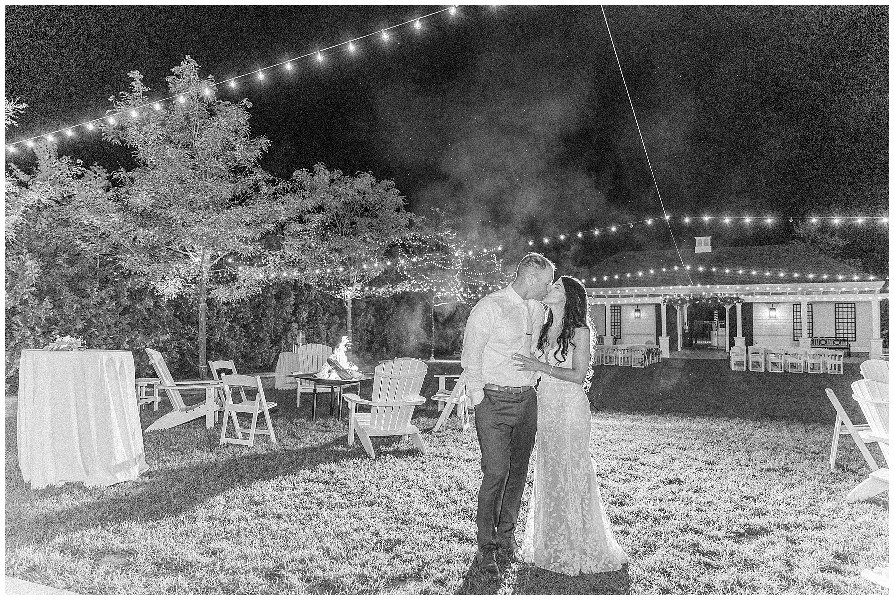 bride and groom dance outside in the moonlight at Kimpton Taconic Hotel in Vermont