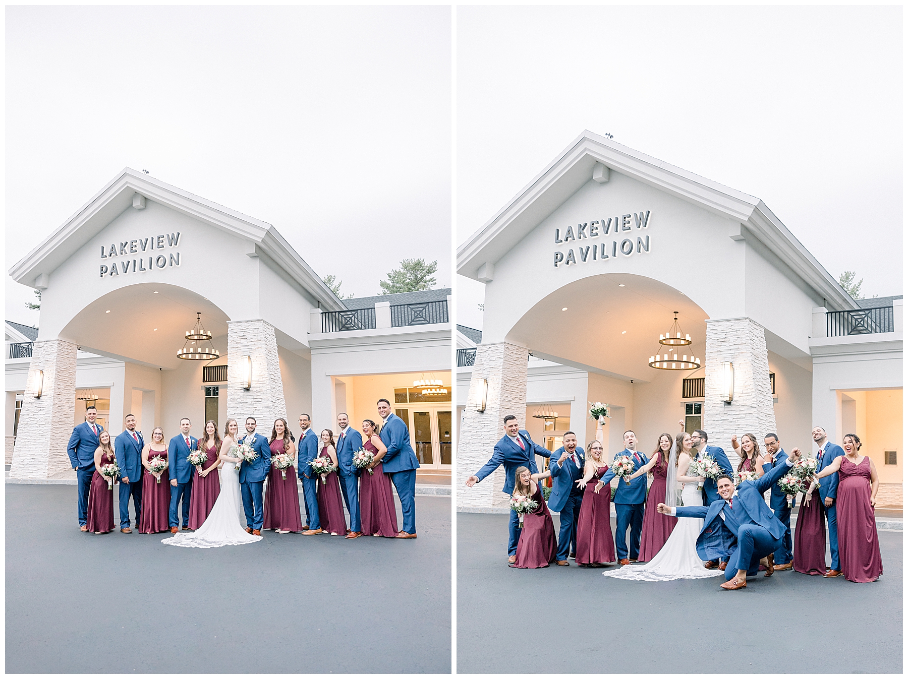bridal party outside the Lakeview Pavilion