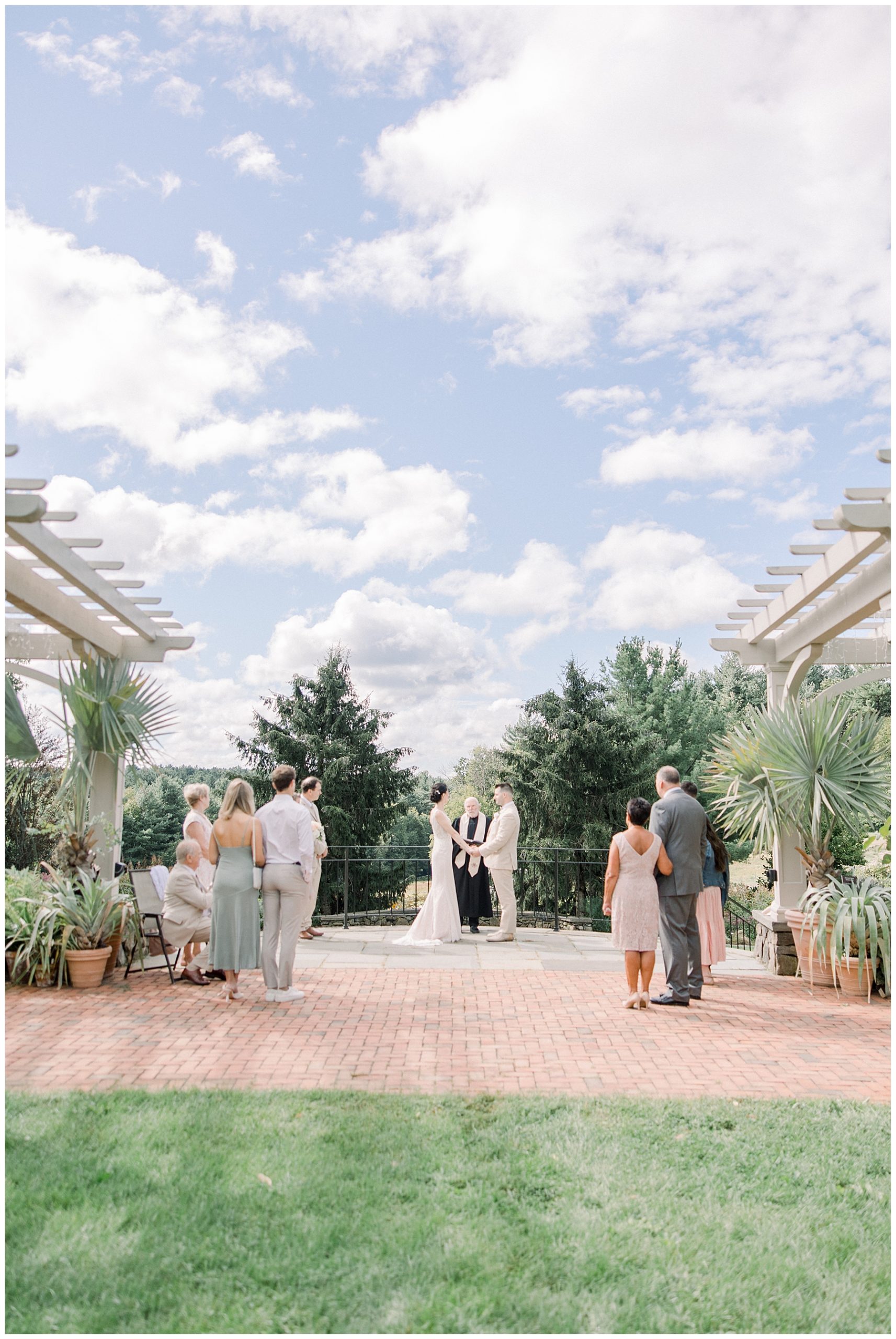 bride and groom at Tower Hill Botanic Garden Wedding ceremony in MA