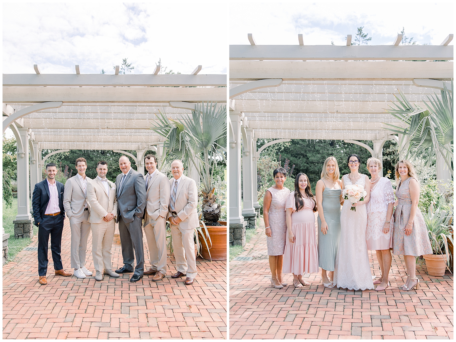 bride and groom with guests at Tower Hill Botanic Garden Wedding