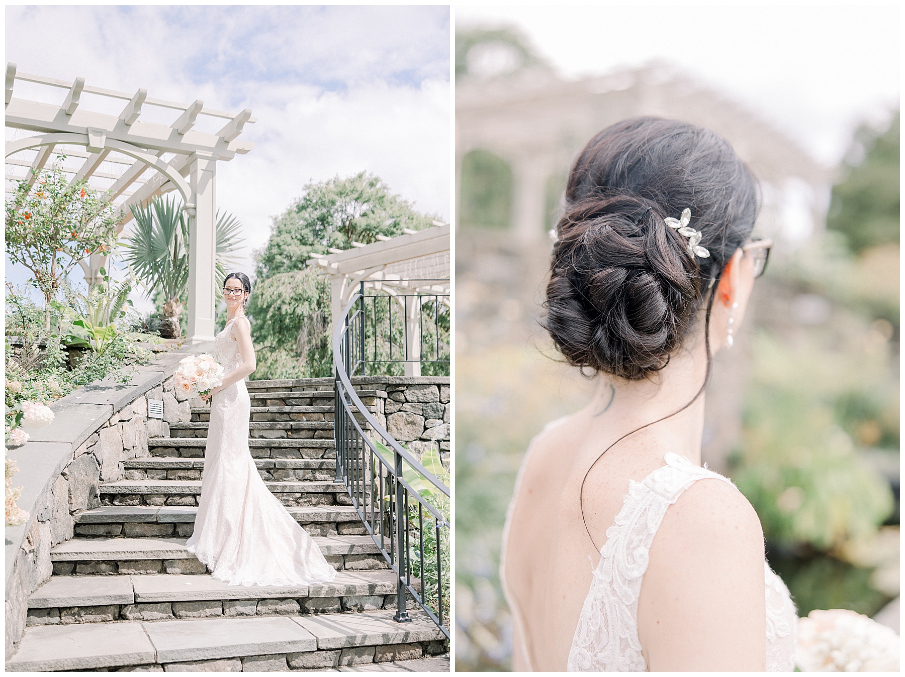 bride wedding gown and hair style