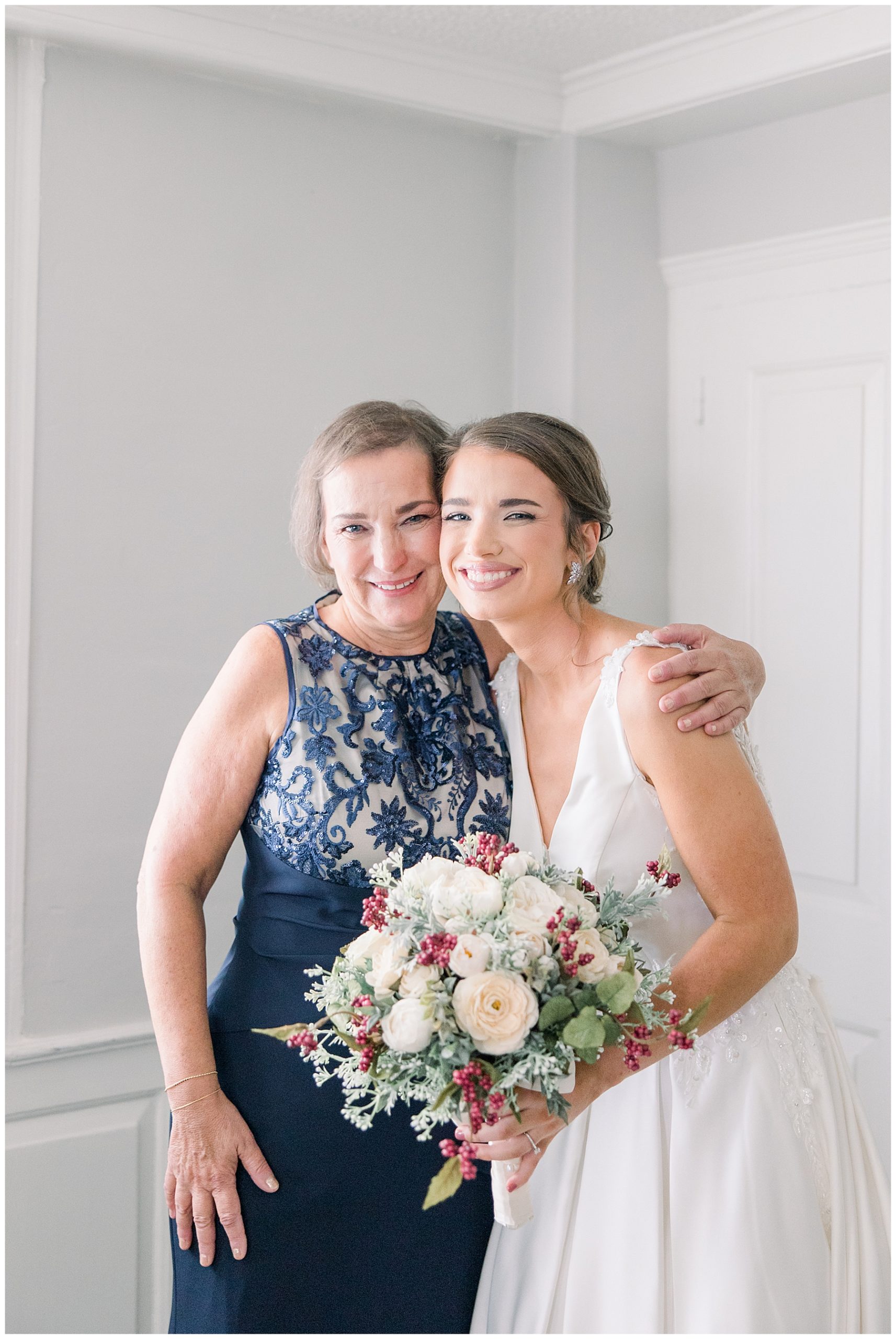 mother of the bride and daughter before Harrington Farm Wedding 