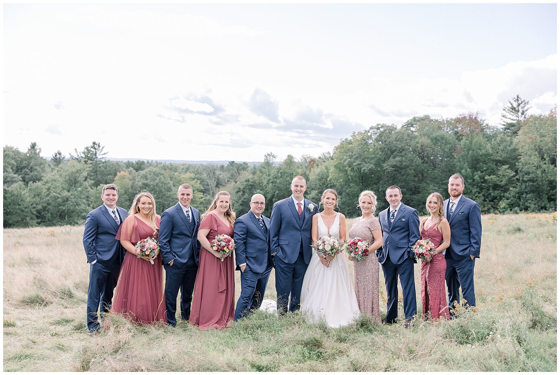 bridal party at Harrington Farm Wedding in Princeton MA