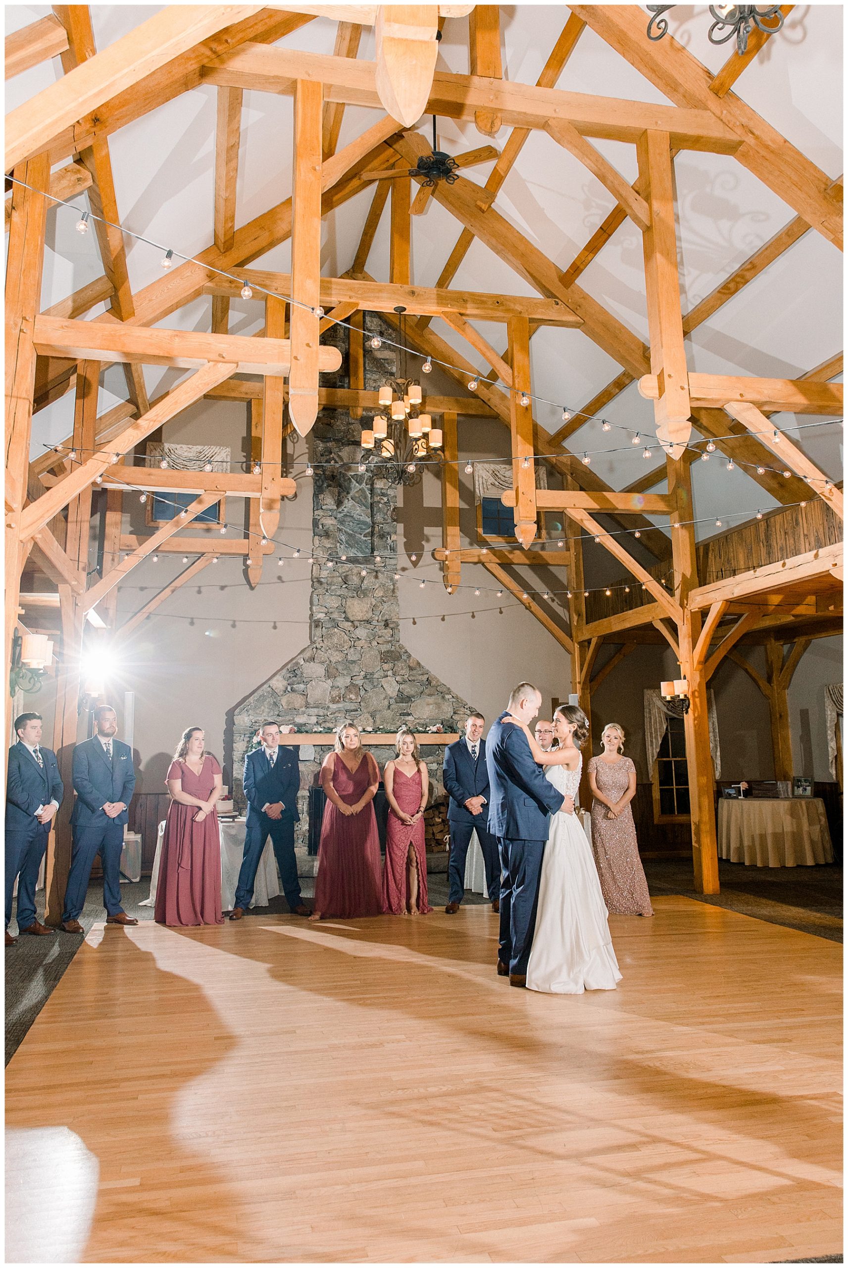 newlyweds share first dance at Harrington Farm wedding