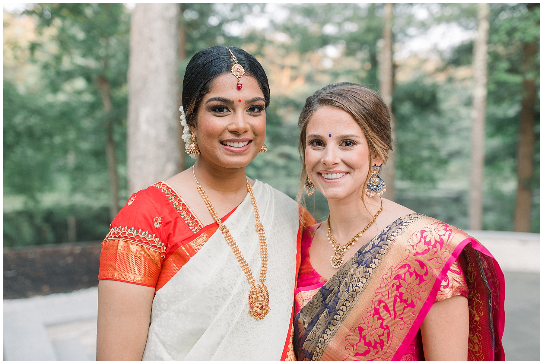 bride with friend at wedding