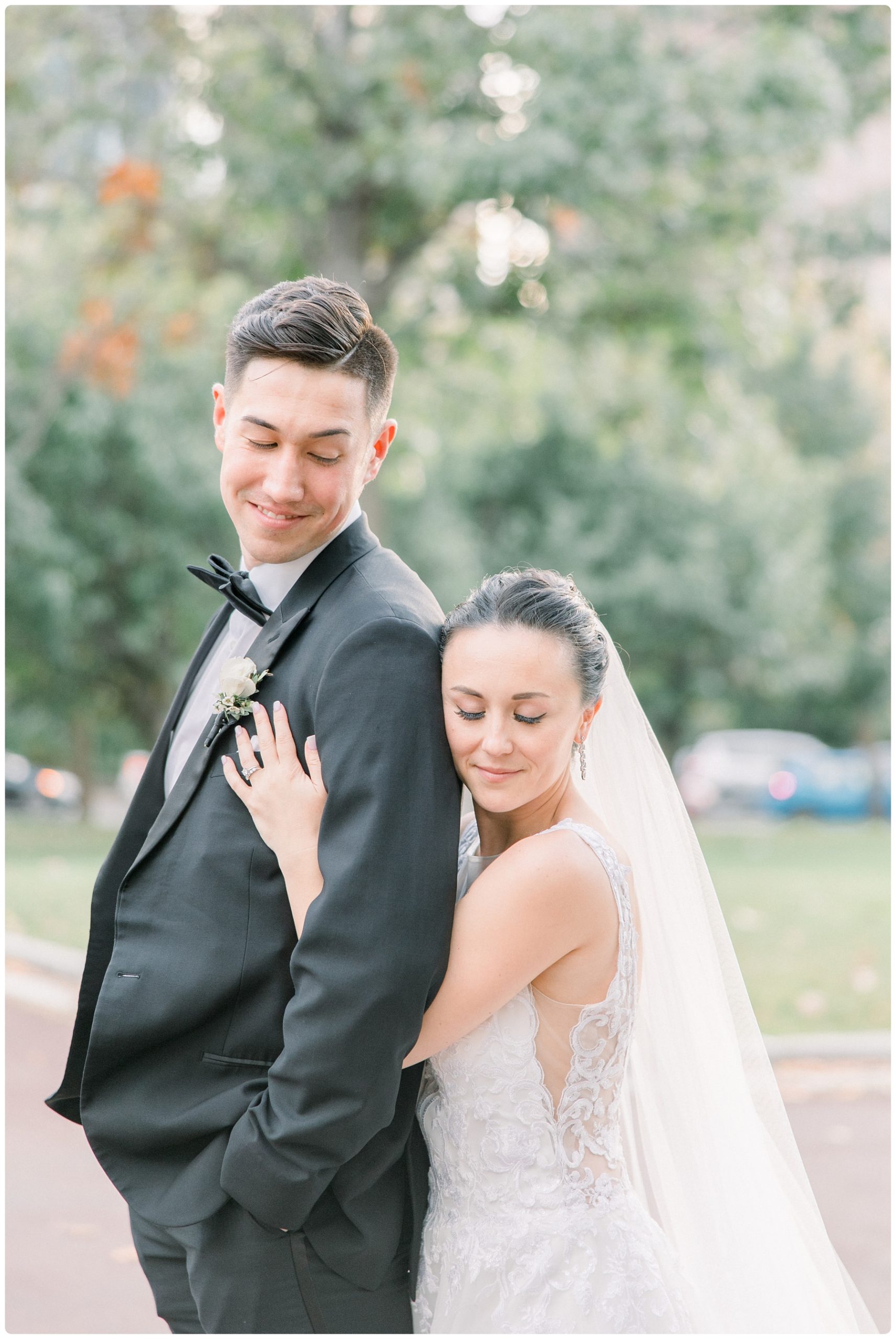 candid photo of couple during wedding portraits