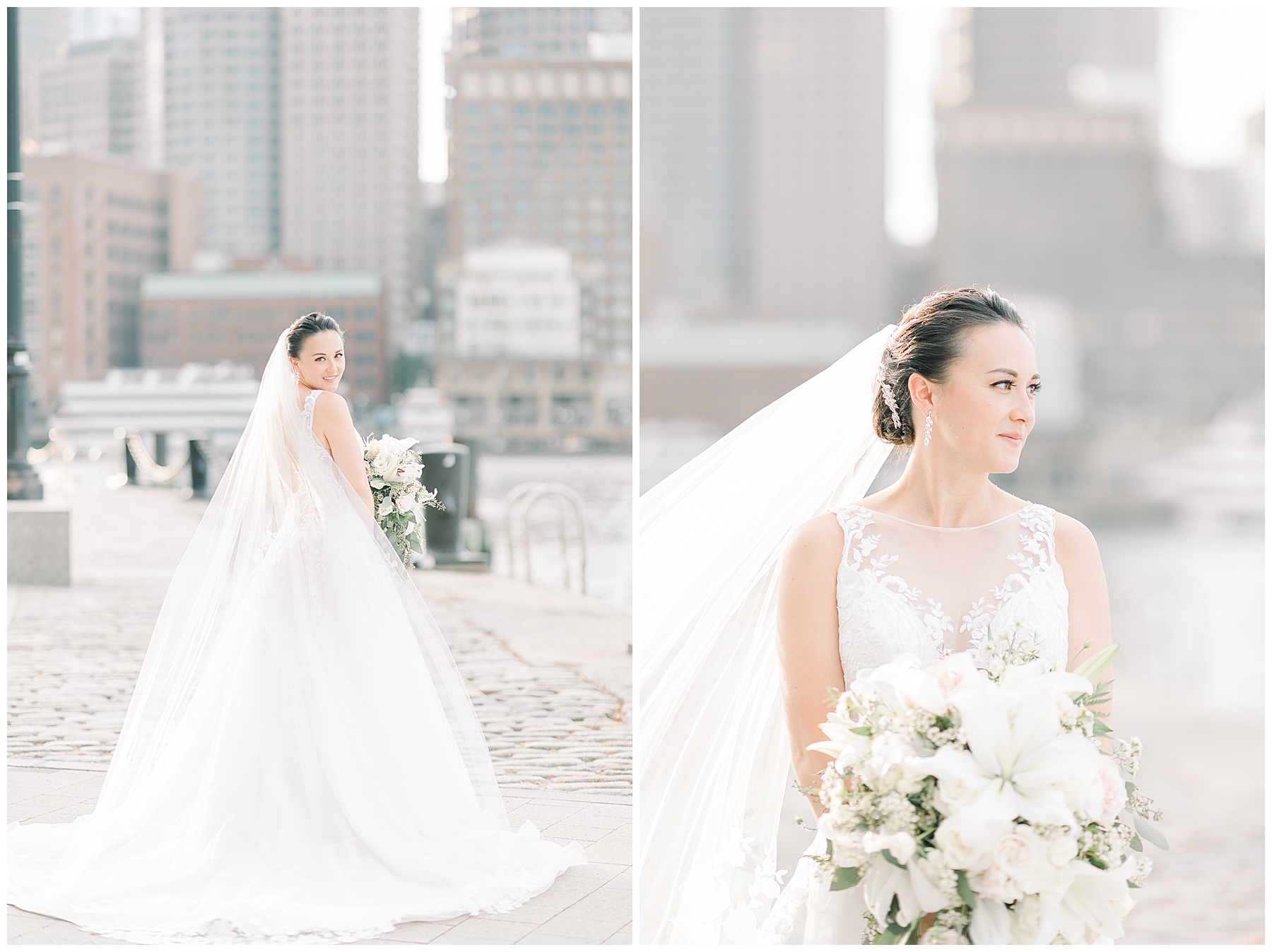 bride wedding portraits from Boston Marriott Long Wharf Wedding