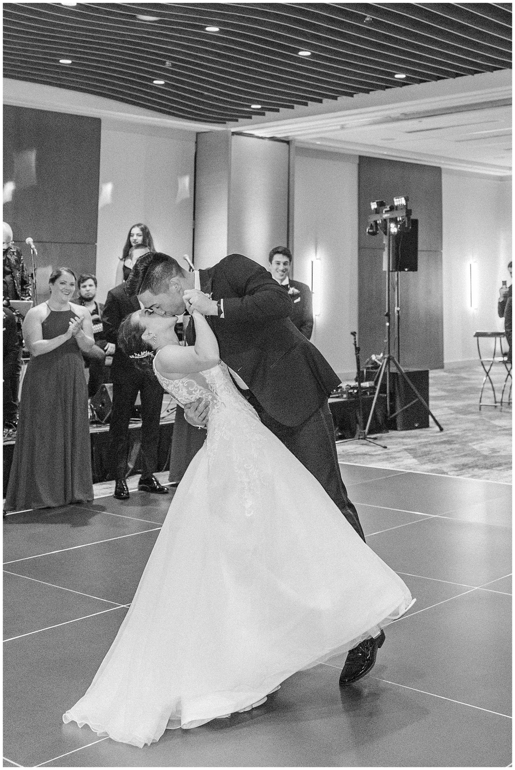 couple have their first dance at the reception