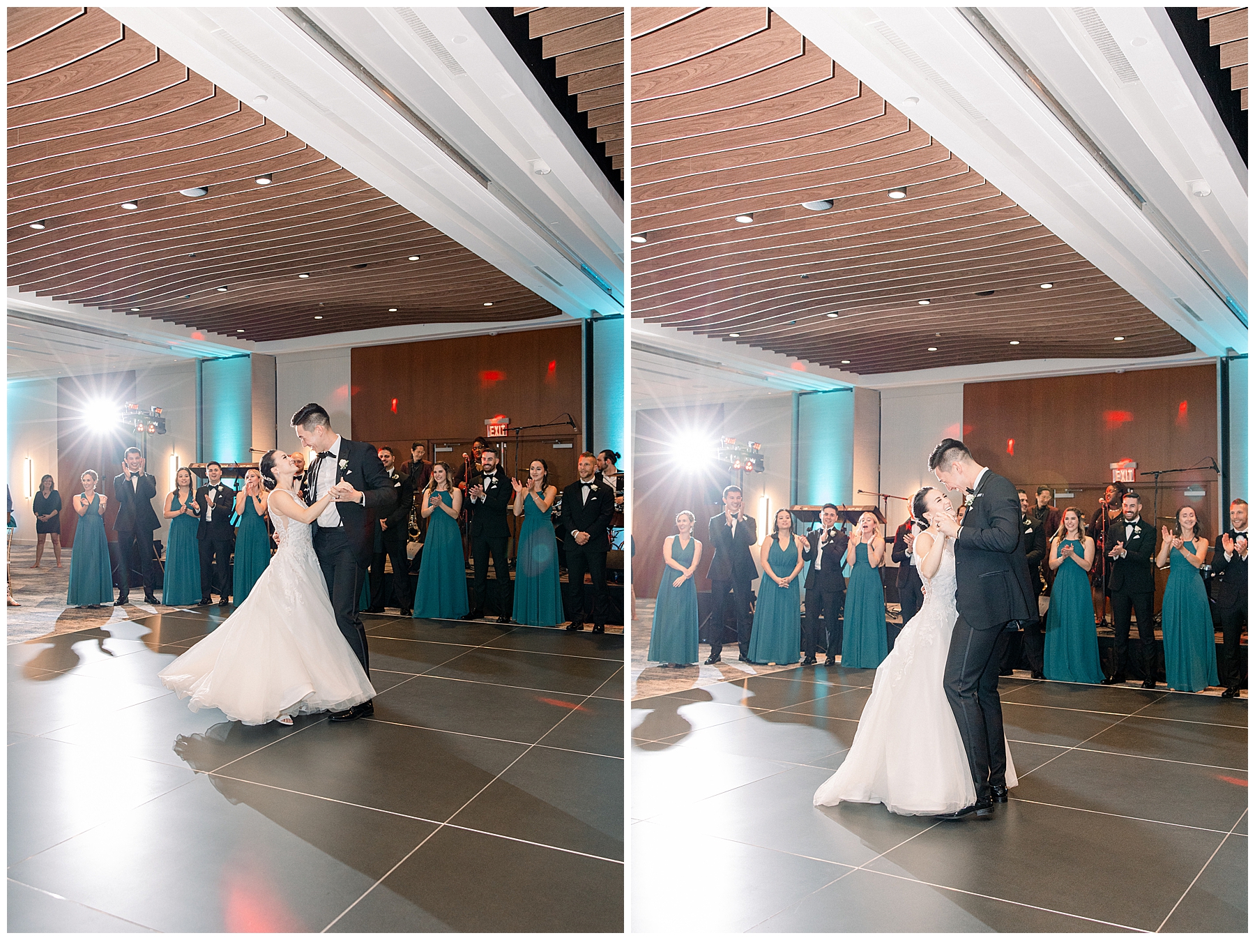 husband and wife share their first dance at the reception