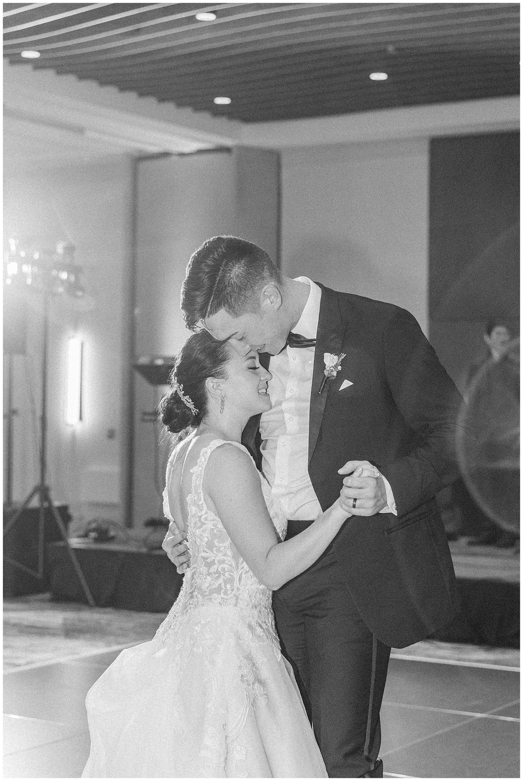 intimate moment of newlyweds dancing