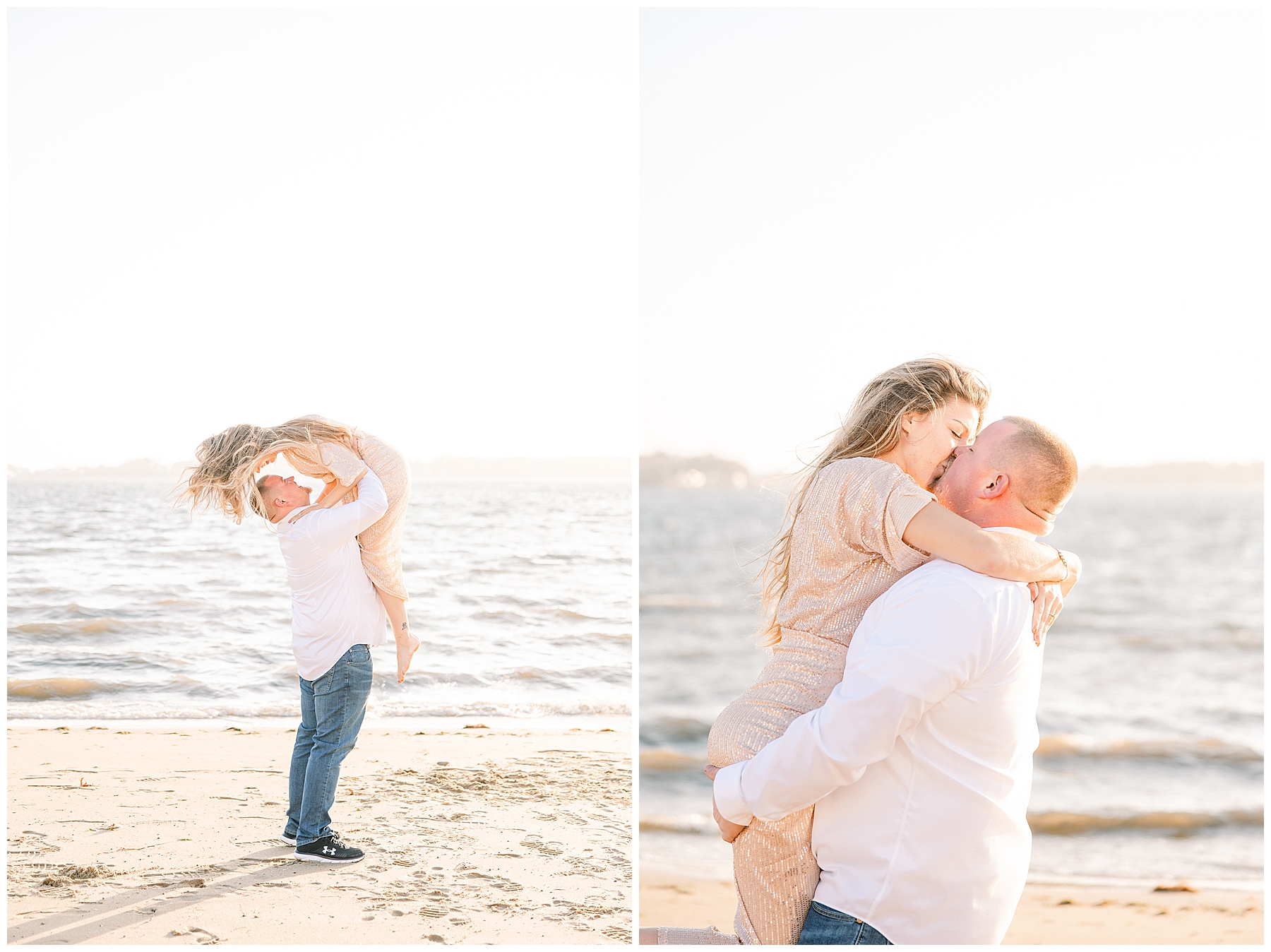 dirty dancing reenactment during couples engagement session