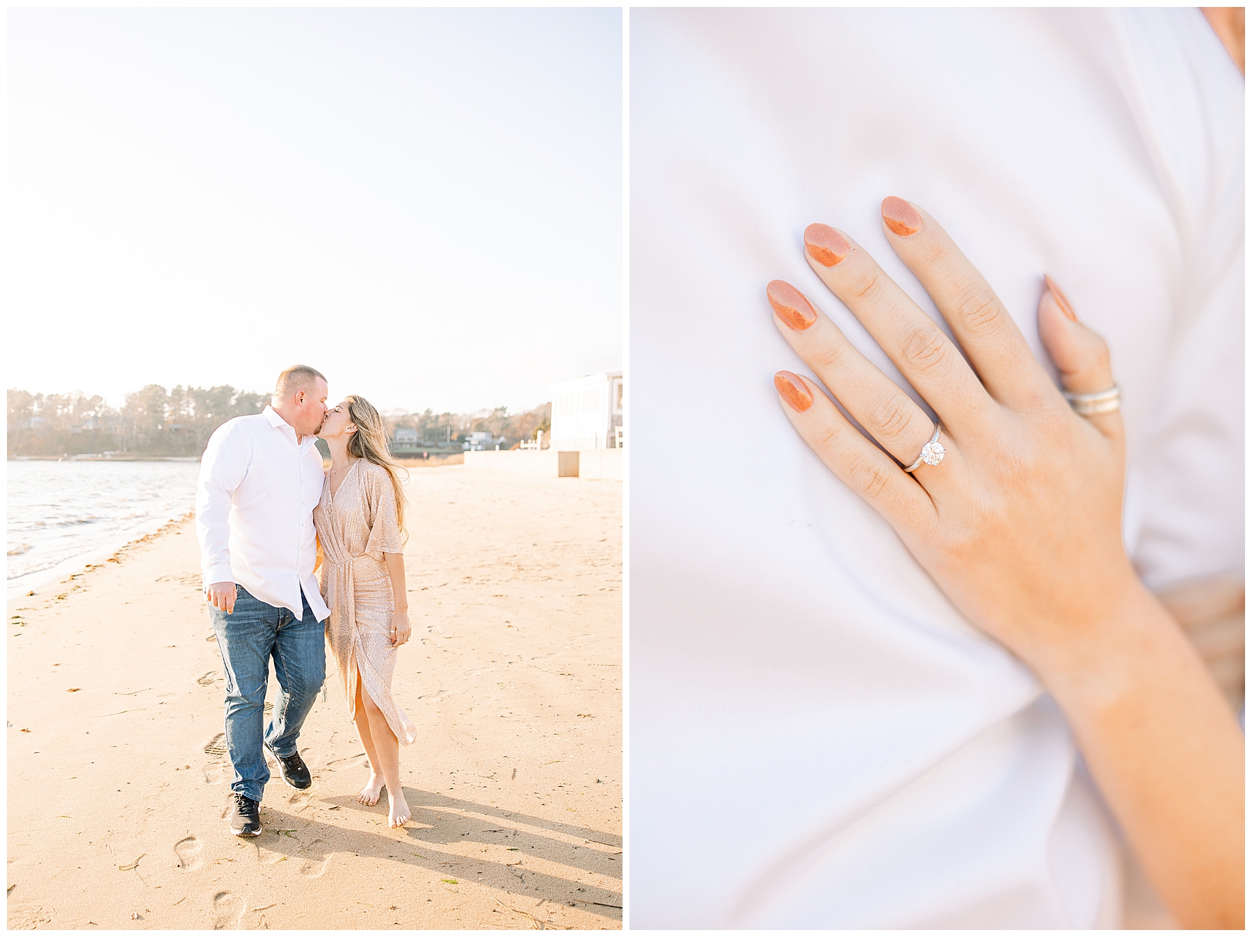 engagement ring from Cape Cod Beach Engagement Session