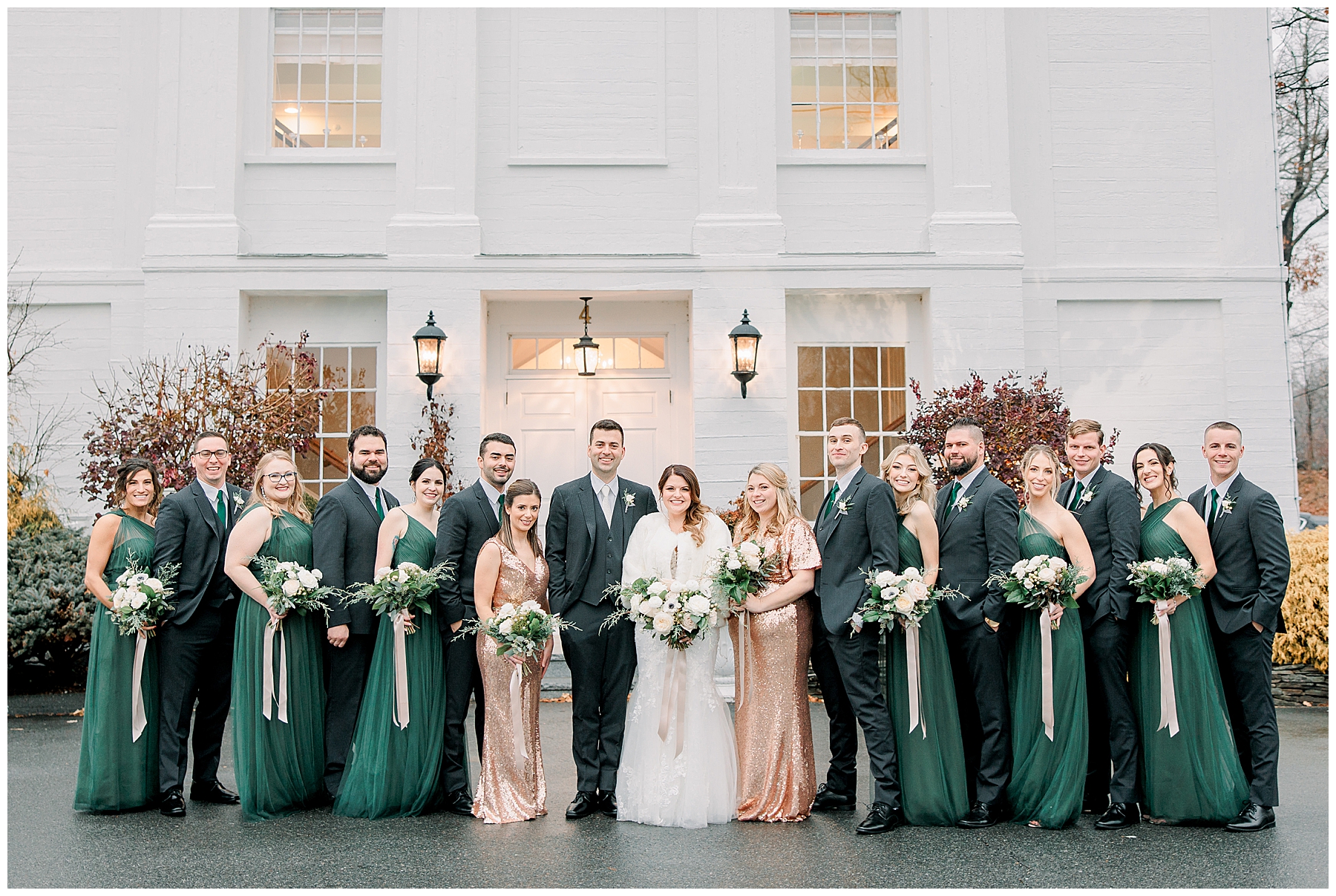 bridal party in front of The Commons 1854 Wedding venue
