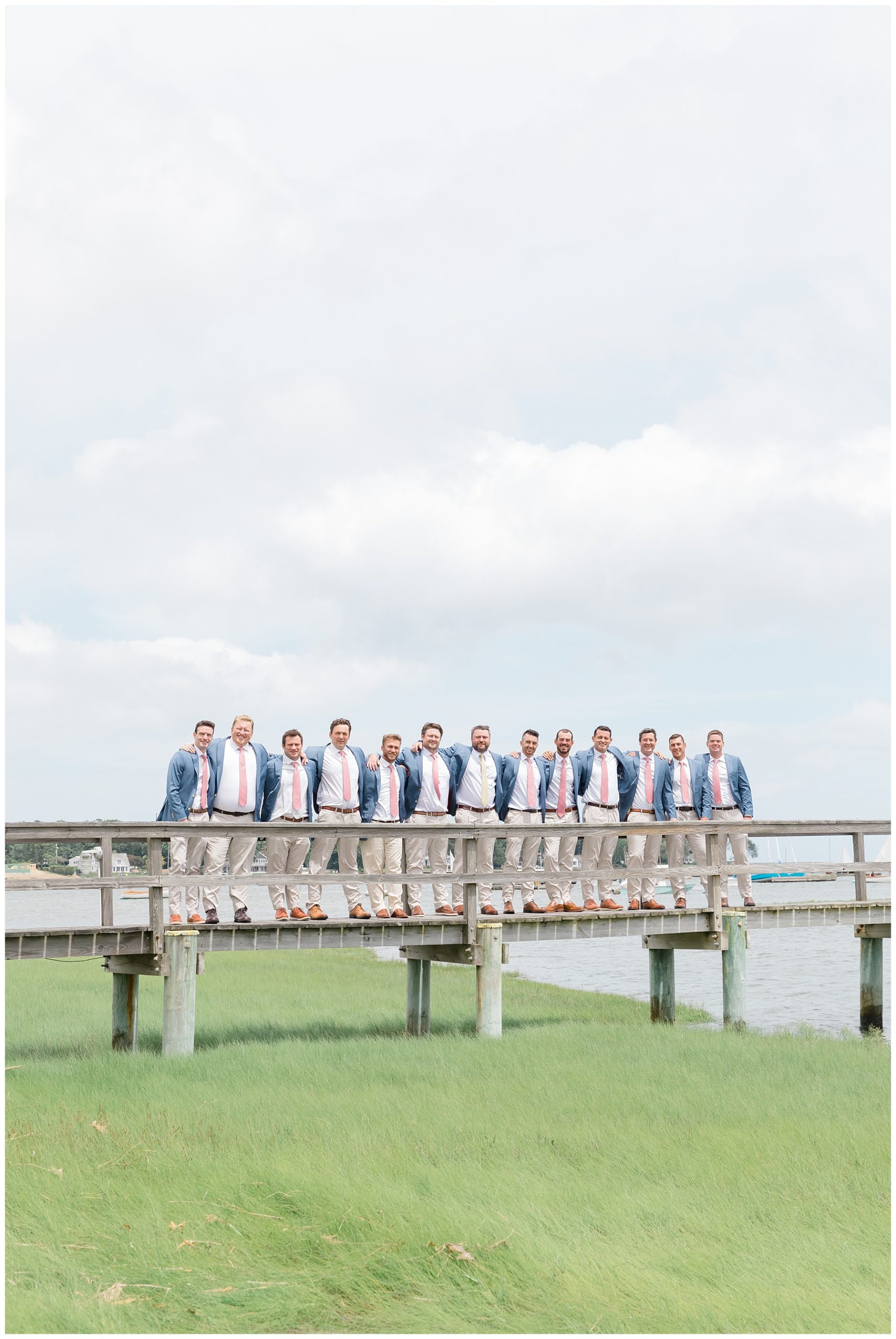 Groomsmen on dock - epic wedding shots