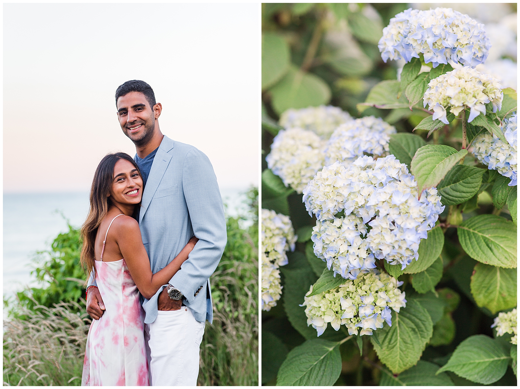 Engagement photos in the gardens at the Chanler in RI