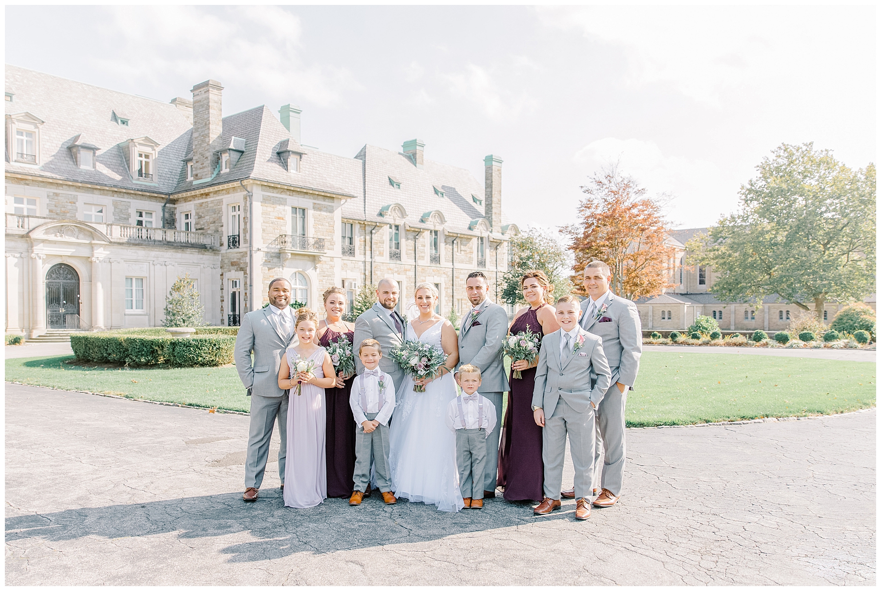 bridal party in front of the Aldrich Mansion