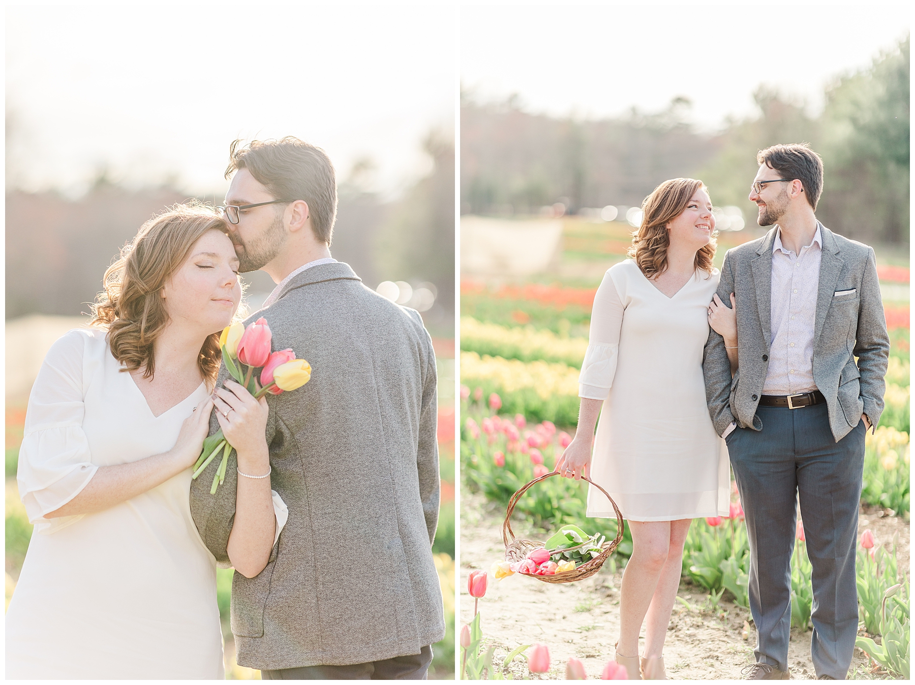 springtime engagement session during the golden hour