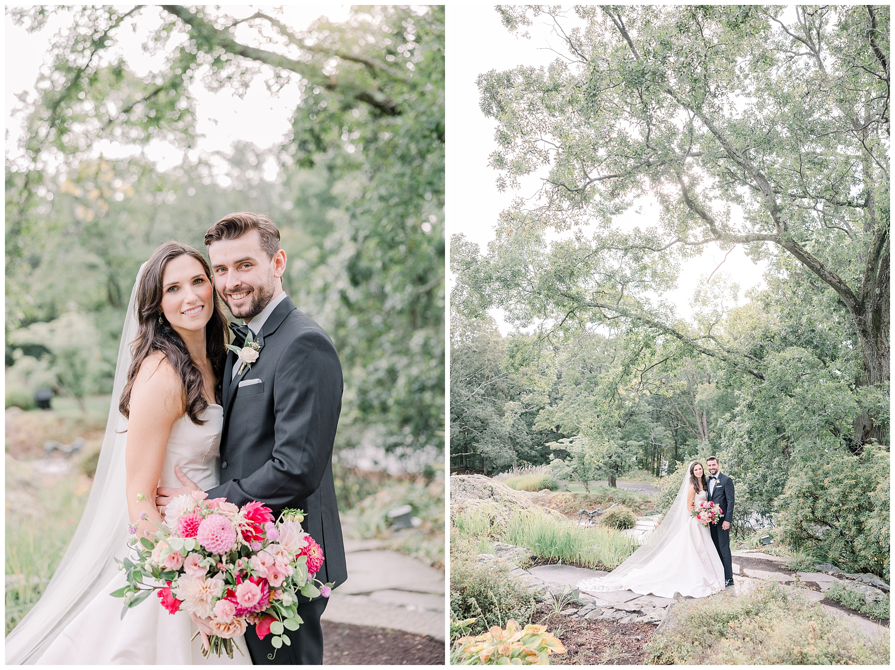 wedding portraits in park setting at DeCordova Sculpture Park and Museum