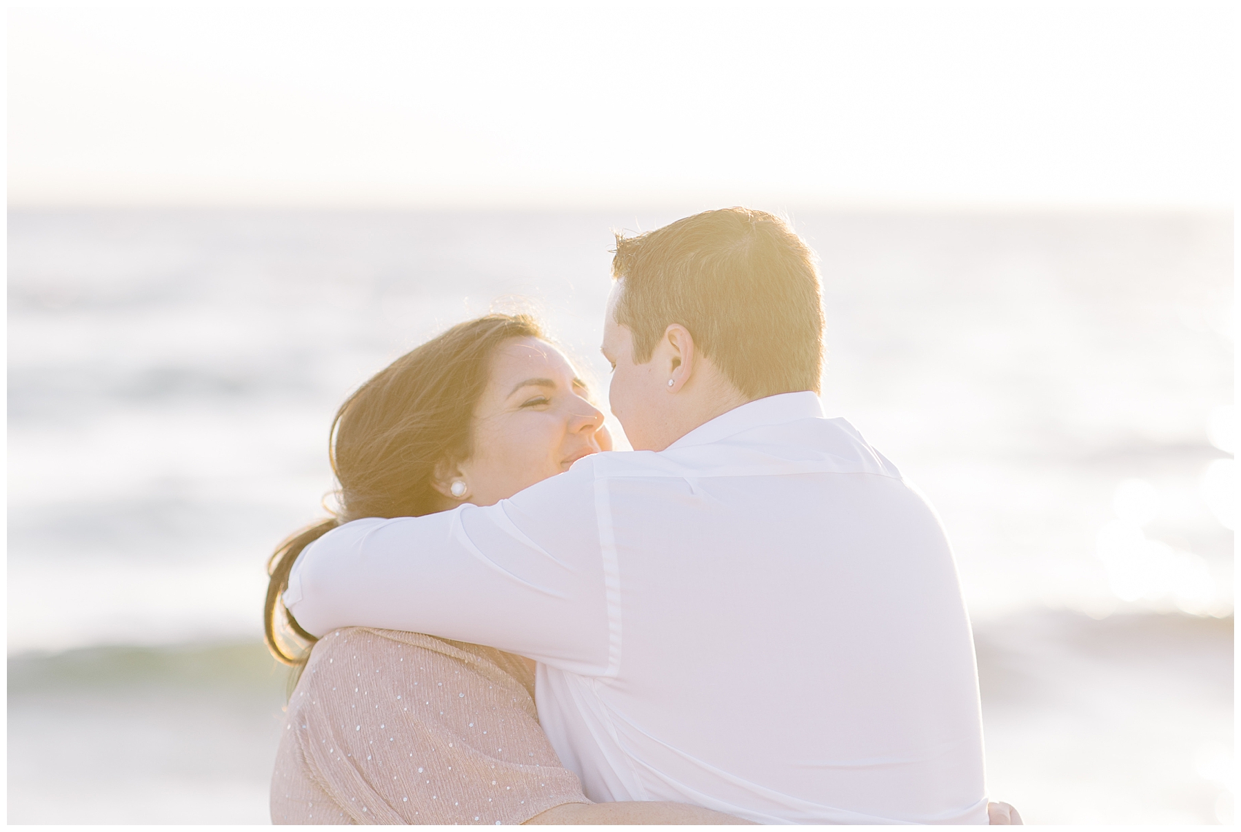 couple hug seaside at Cape Cod Beach 
