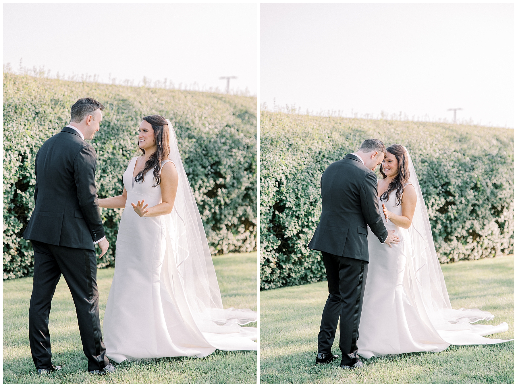 First look between bride and groom at Cape Cod Wedding