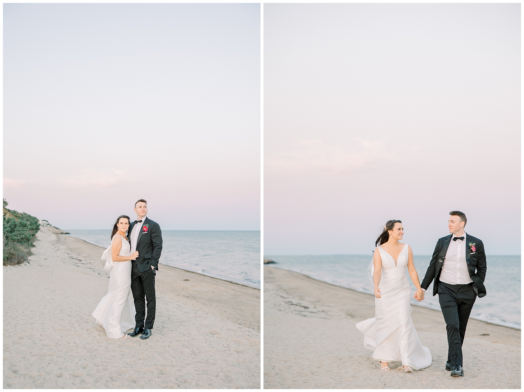 bride and groom wedding portraits on the beach 