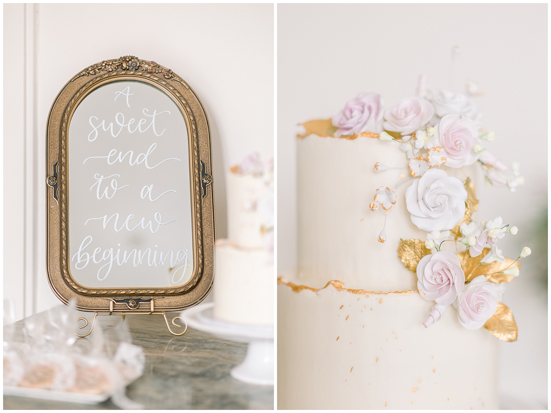 wedding cake and mirror 