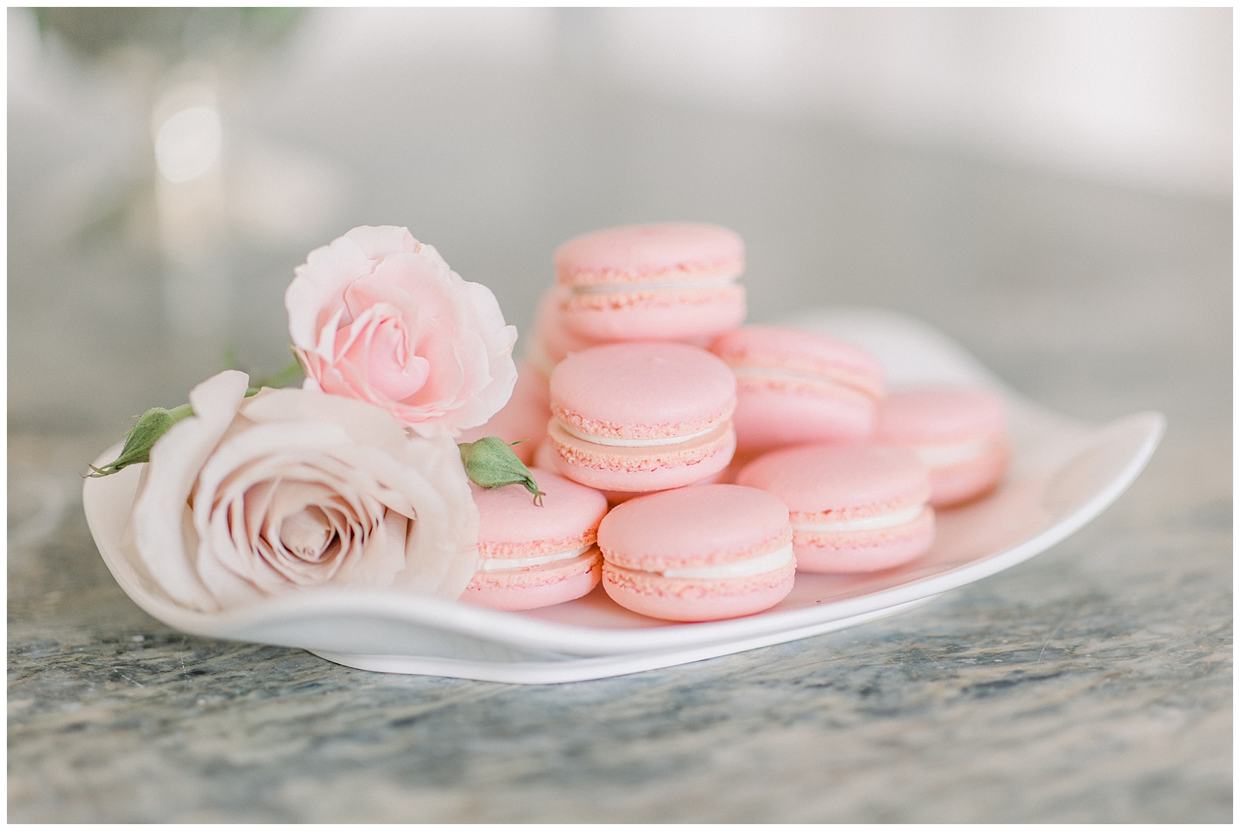 pink macarons for romantic wedding day 
