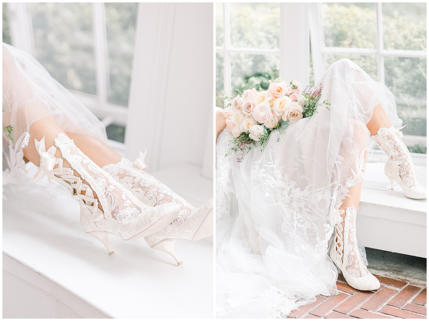 Lace trimmed wedding boots