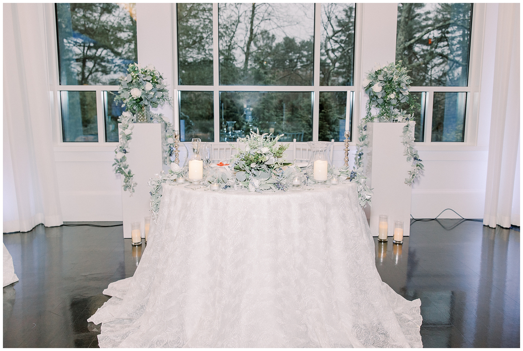 head table at wedding reception in Foxborough, MA 