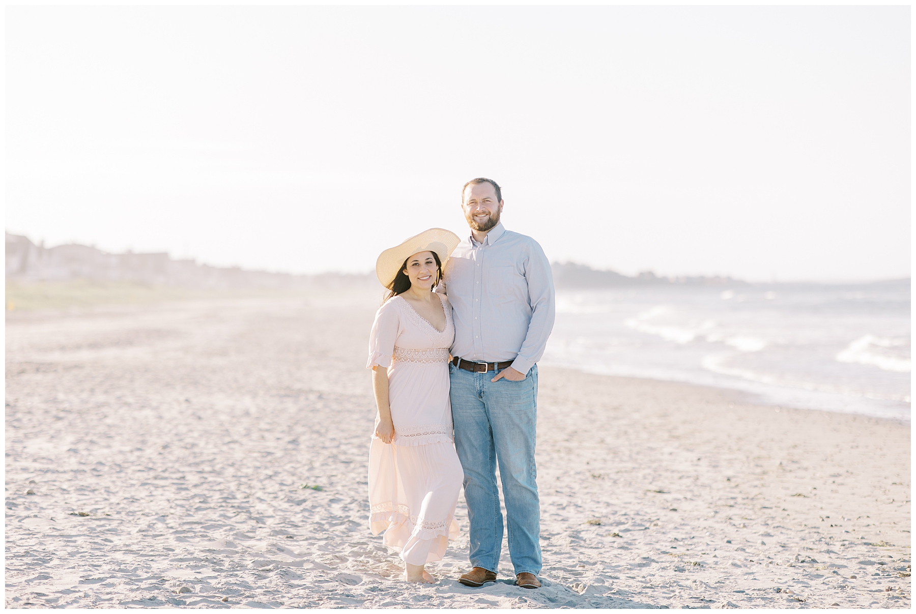 couple at Nantasket Beach in MA for Engagement Session 