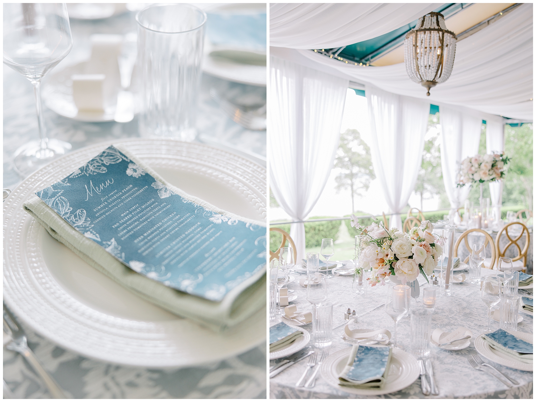 table settings at Dreamy Glen Manor Wedding reception