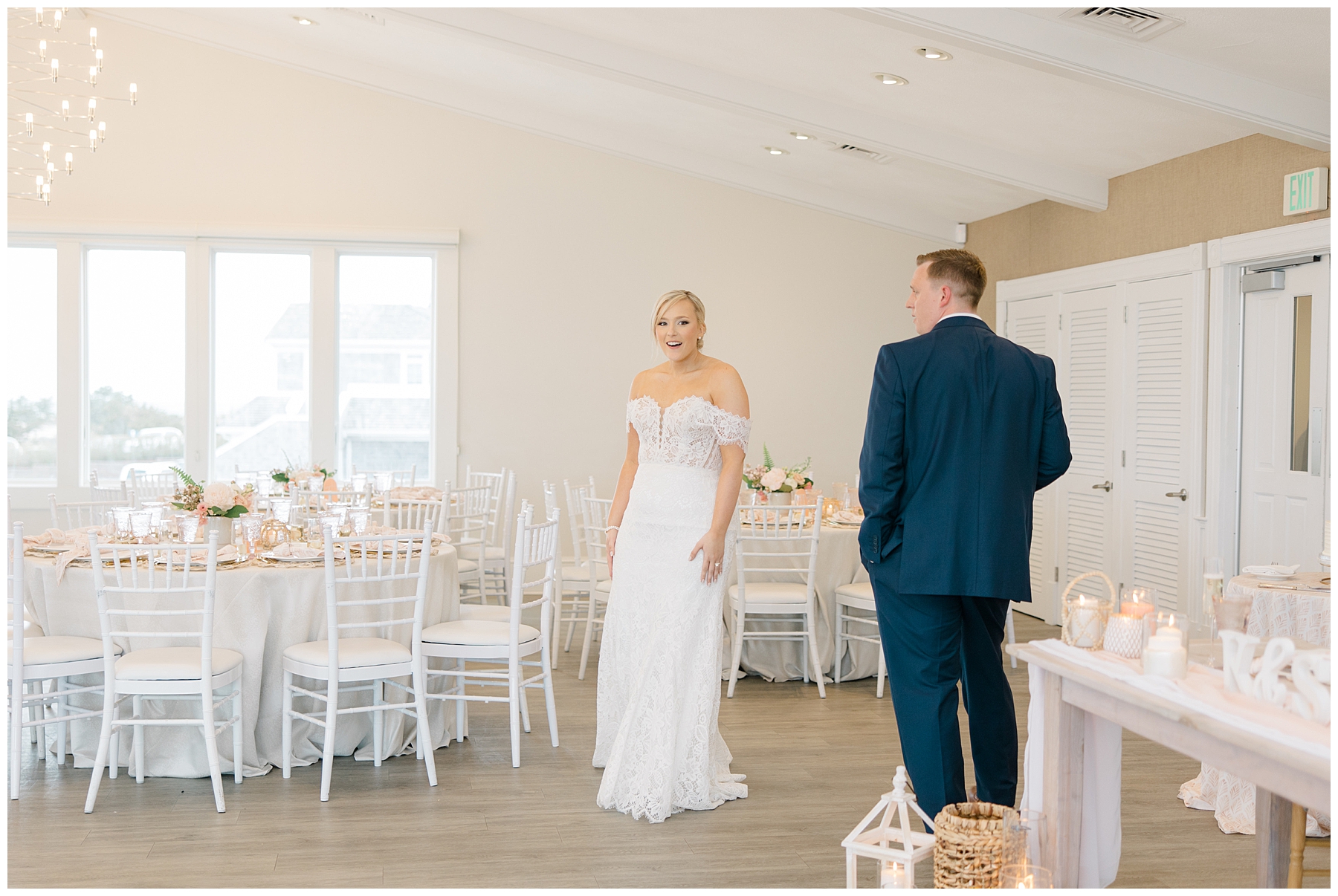 couples take in the reception space