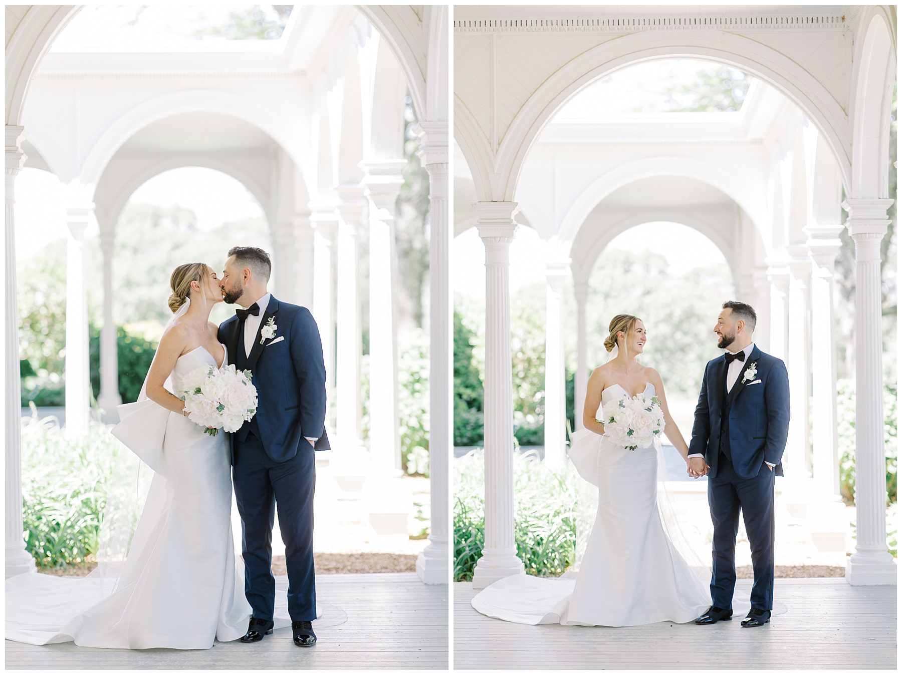 couple kiss and hold hands during portraits 