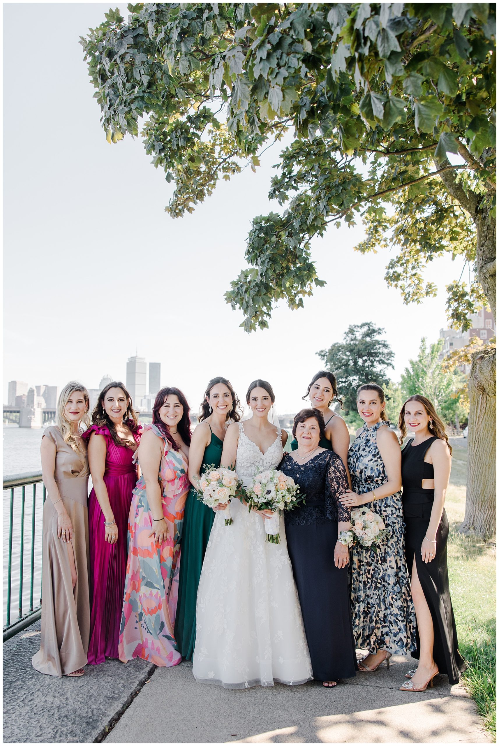 bride with wedding guests